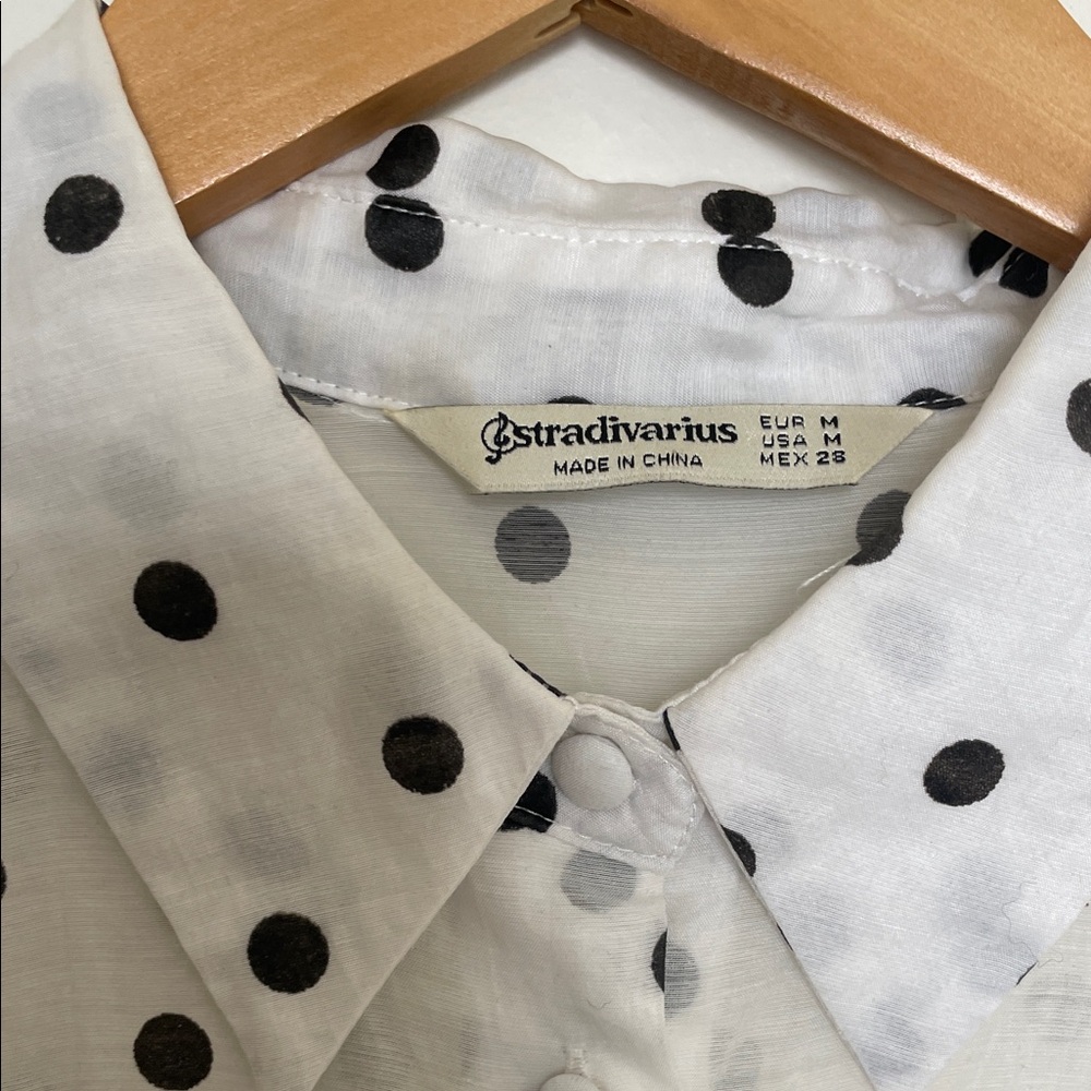 Stradivarius Black and White Polka Dot Blouse - Picture 3 of 4